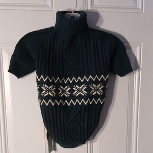 Kuoser Dog Green Short Sleeve Knit Sweater